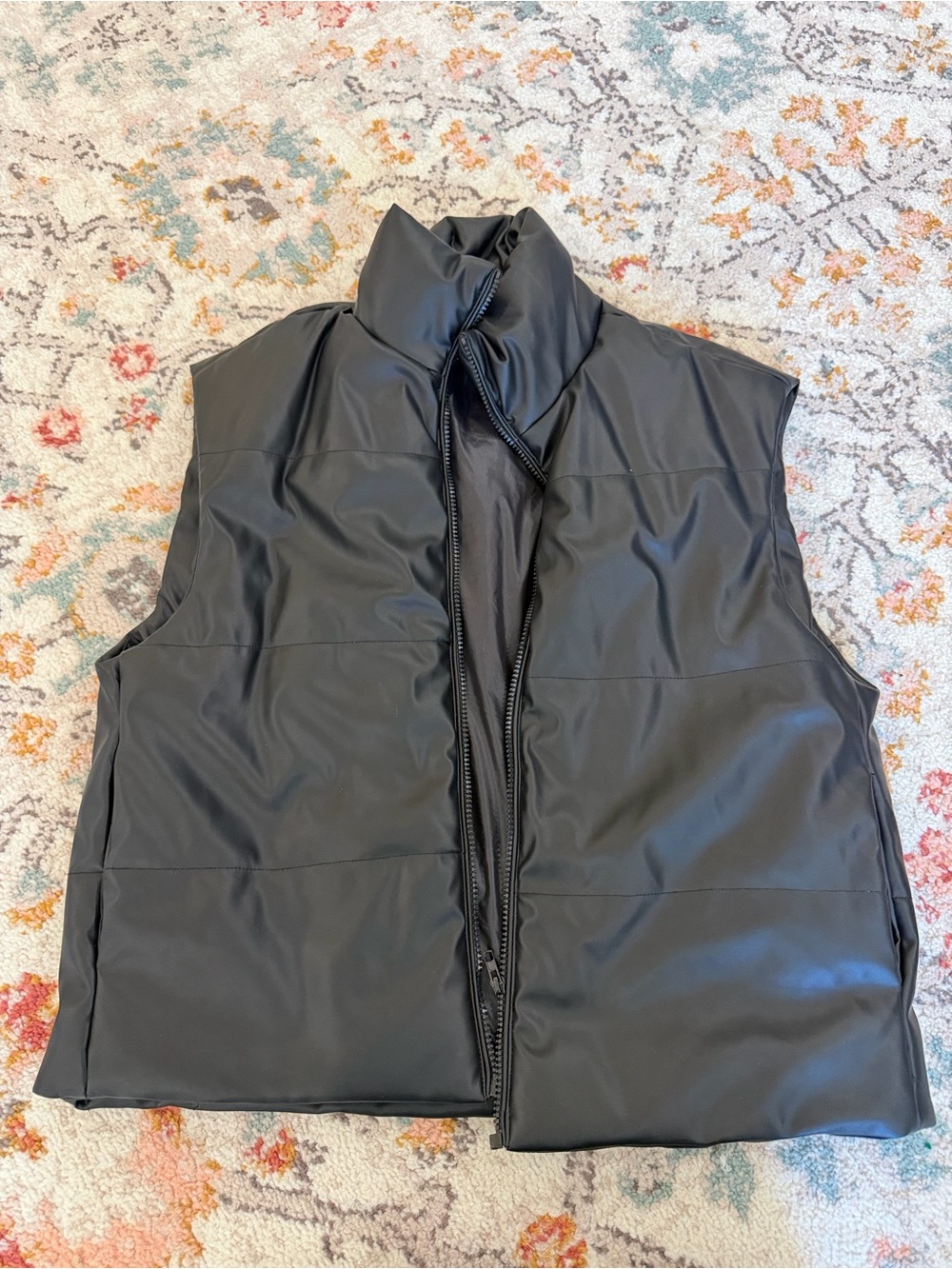 Faux leather puffer vest